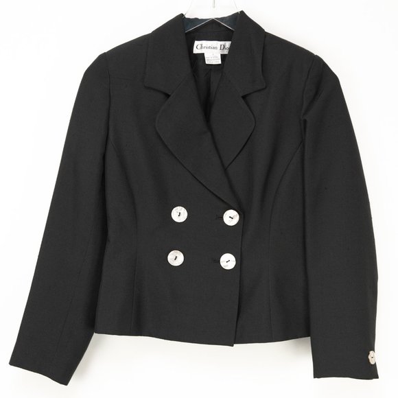 Dior Jackets & Blazers - Christian Dior Vintage Double Breasted Blazer 100% Silk Black Size 4